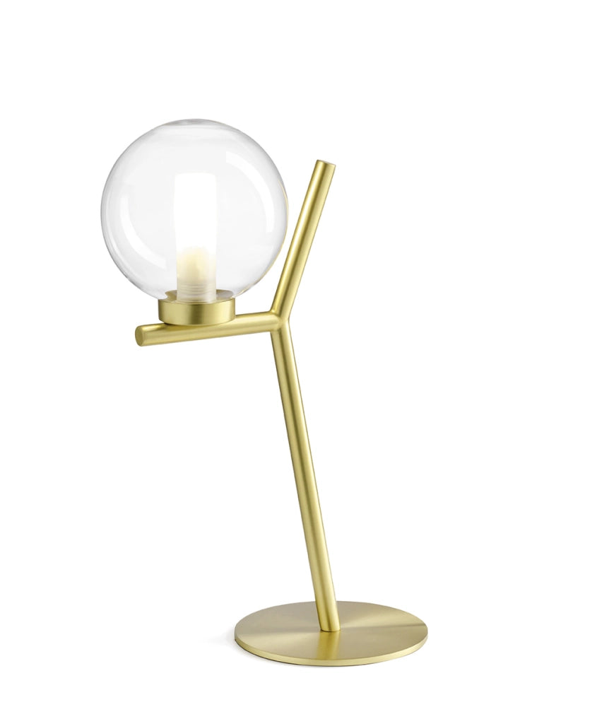 CAMELY LAMPADA DA TAVOLO 1 LUCE ORO SPAZZOLATO ATTACCO G9 D.12CM IN VETRO TRASPARENTE