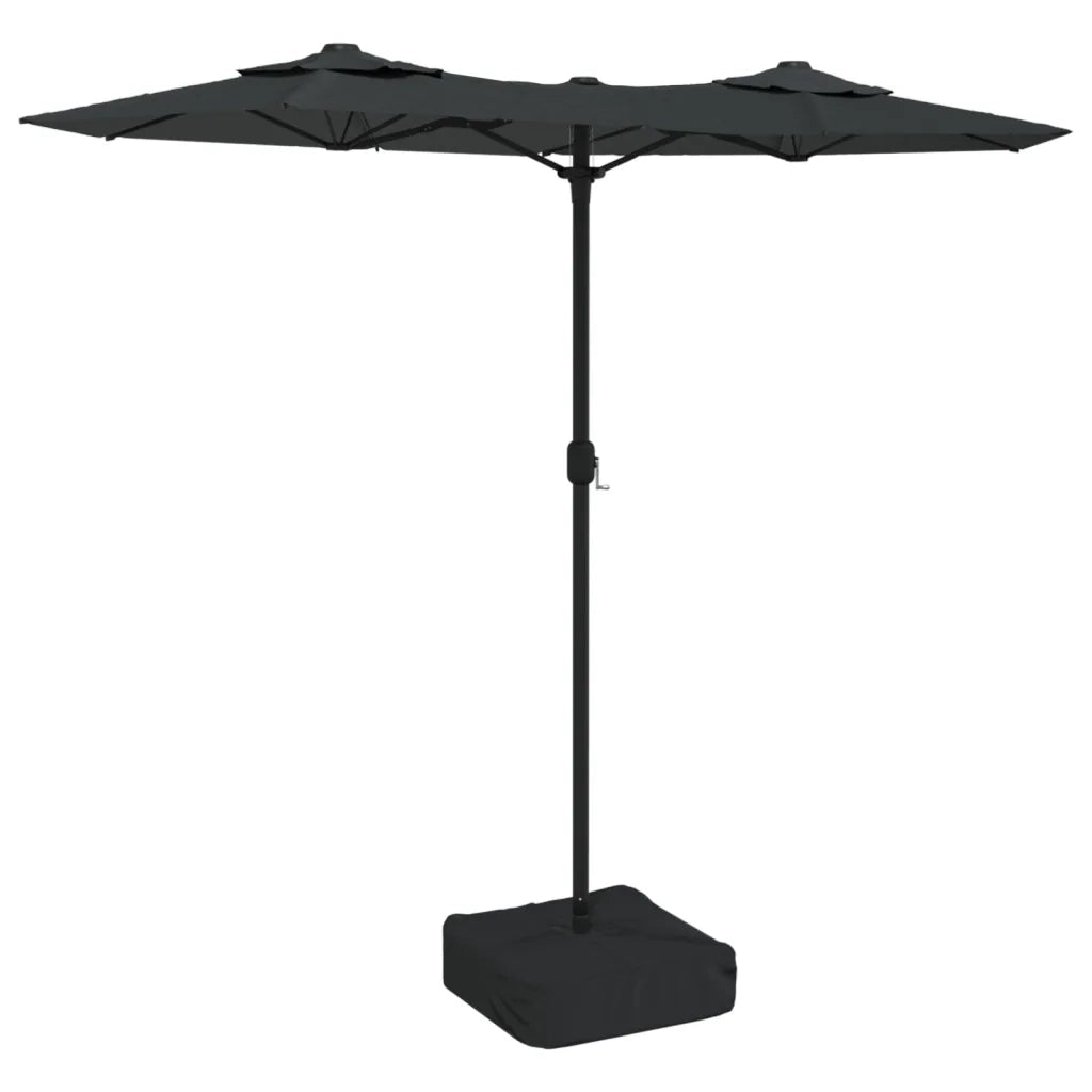 Ombrellone a Doppia Testa con LED Antracite 316x145 cm 362971