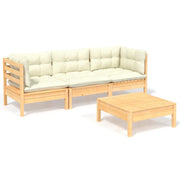Set di mobili da giardino per esterni 4 pezzi con cuscini legno di pino color crema 02_0016126
