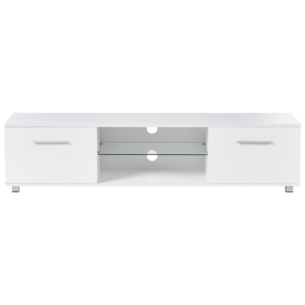 Mobile TV moderno con ante e sistema di gestione dei cavi con LED, gambe in metallo MDF bianco stile moderno