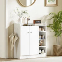 Armadio Scarpiera Bianca Salvaspazio e Moderna in Legno per 12 Paia di Scarpe, 4 Ripiani Aperti, 83 x 30 x 90cm, Bianca