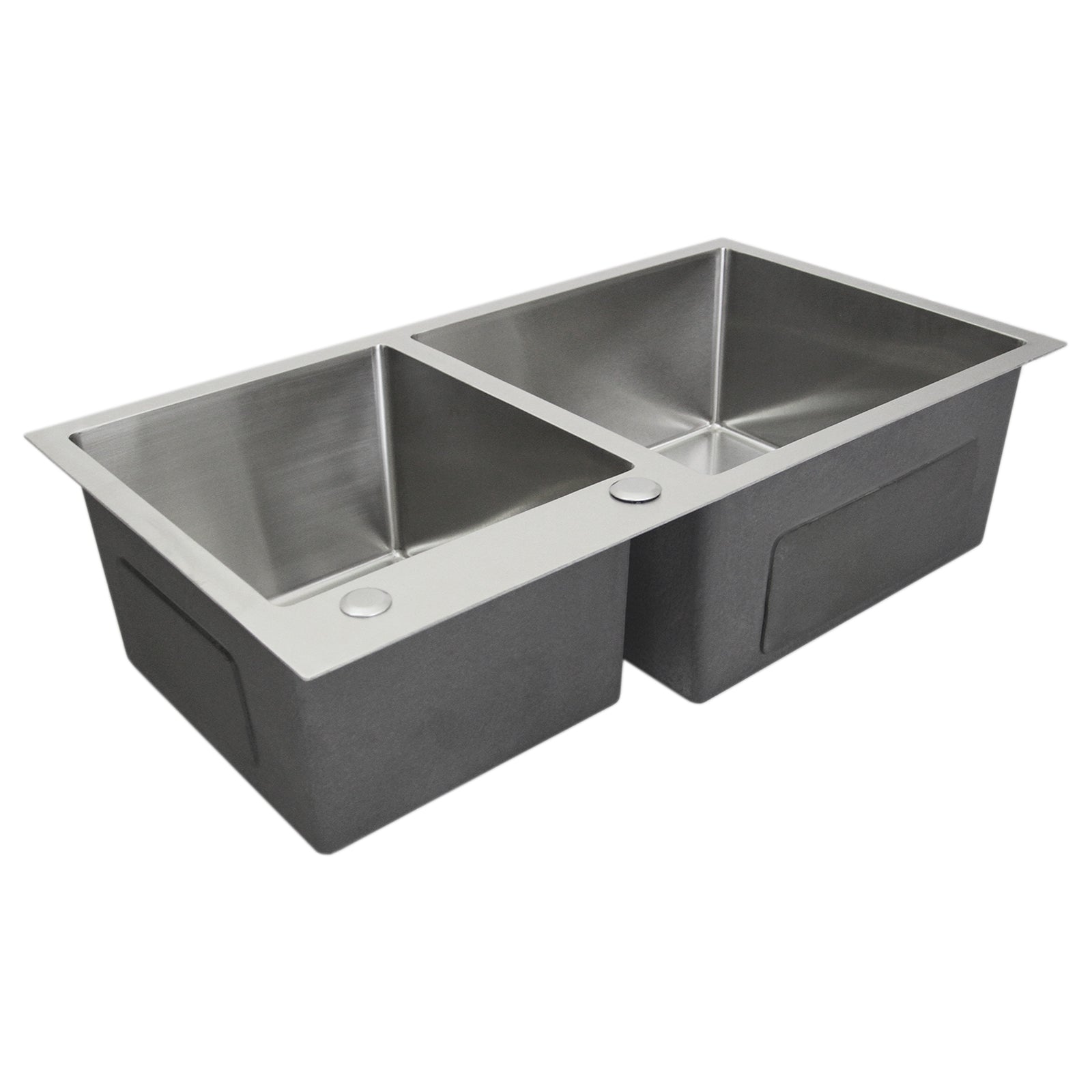 Lavello Doppio Acciaio Inox Sottotop Sottopiano Integrato Satinato Vasca 60x45cm