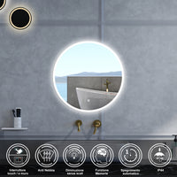 Specchio da bagno Rotondo con 120cm,Memoria, Antifog,Regorabile,Retroilluminato,doppio interruttore,