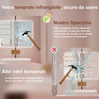 AICA Specchio da bagno  100 x 60 cm, dimmerabile, Funzione Memoria, antiappannamento, 3 colori