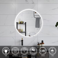 AICA Specchio da bagno 90 x 90 cm, antiappannamento, dimmerabile, interruttore touch, Funzione Memoria