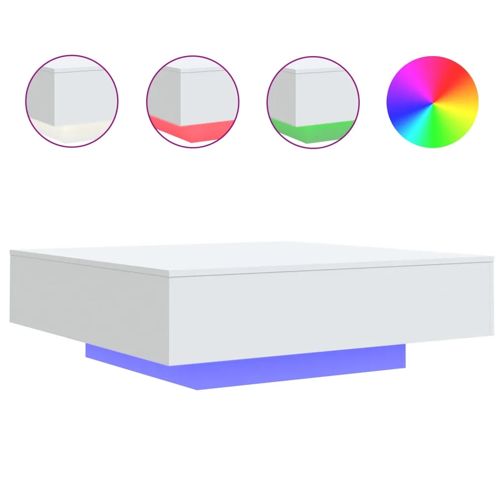 Tavolino da Soggiorno con Luci LED Bianco 100x100x31 cmcod mxl 134050