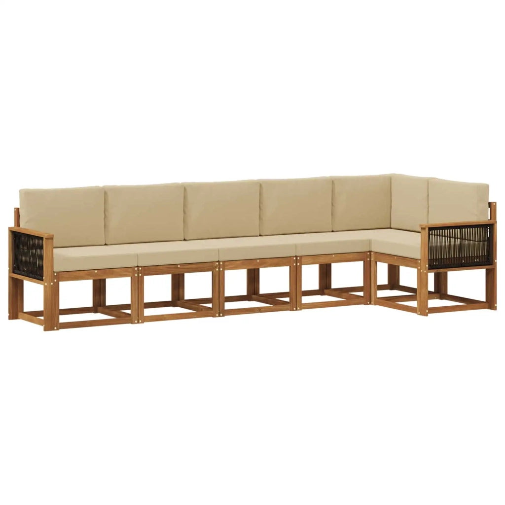 Set di divani da esterno 6 pcs Naturale e Beige Poliestere 3385254
