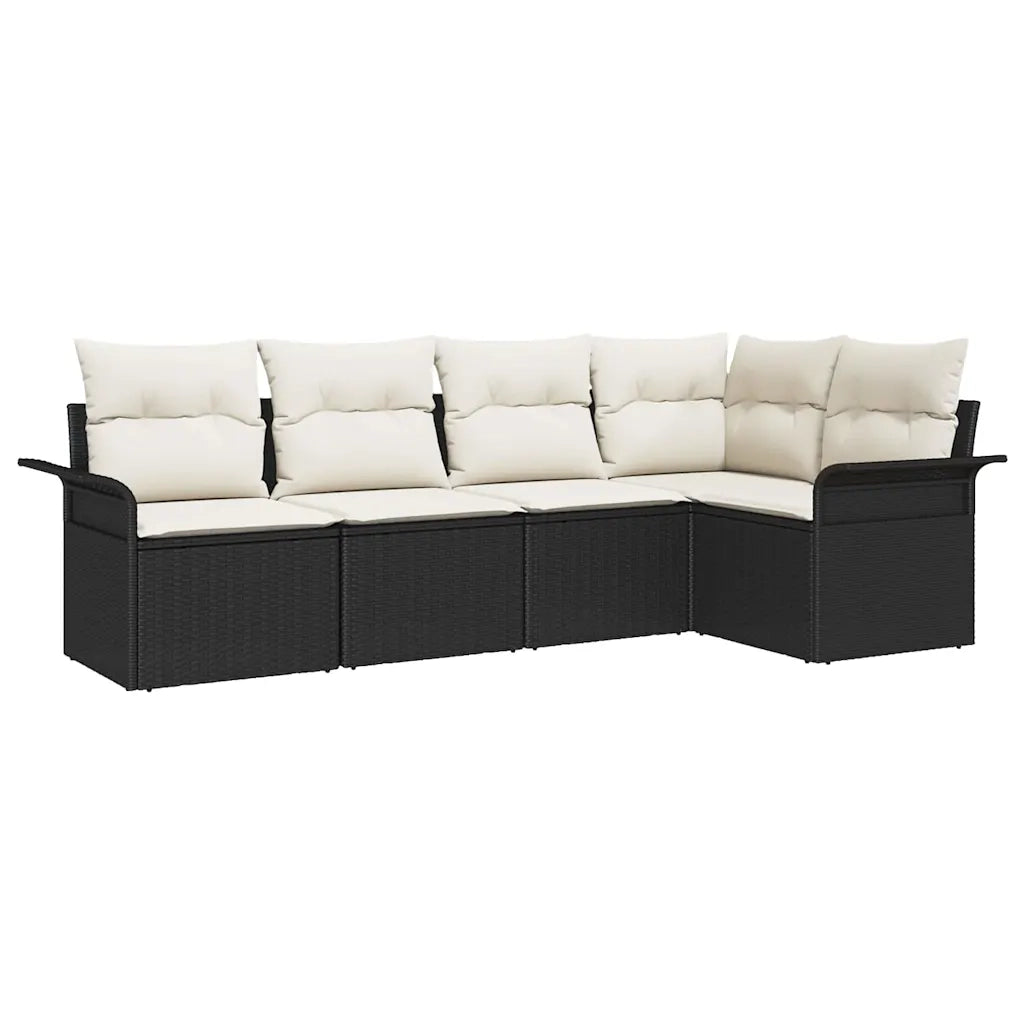 Set Divano da Giardino con cuscino 5 pcs Nero polyrattan 3345357