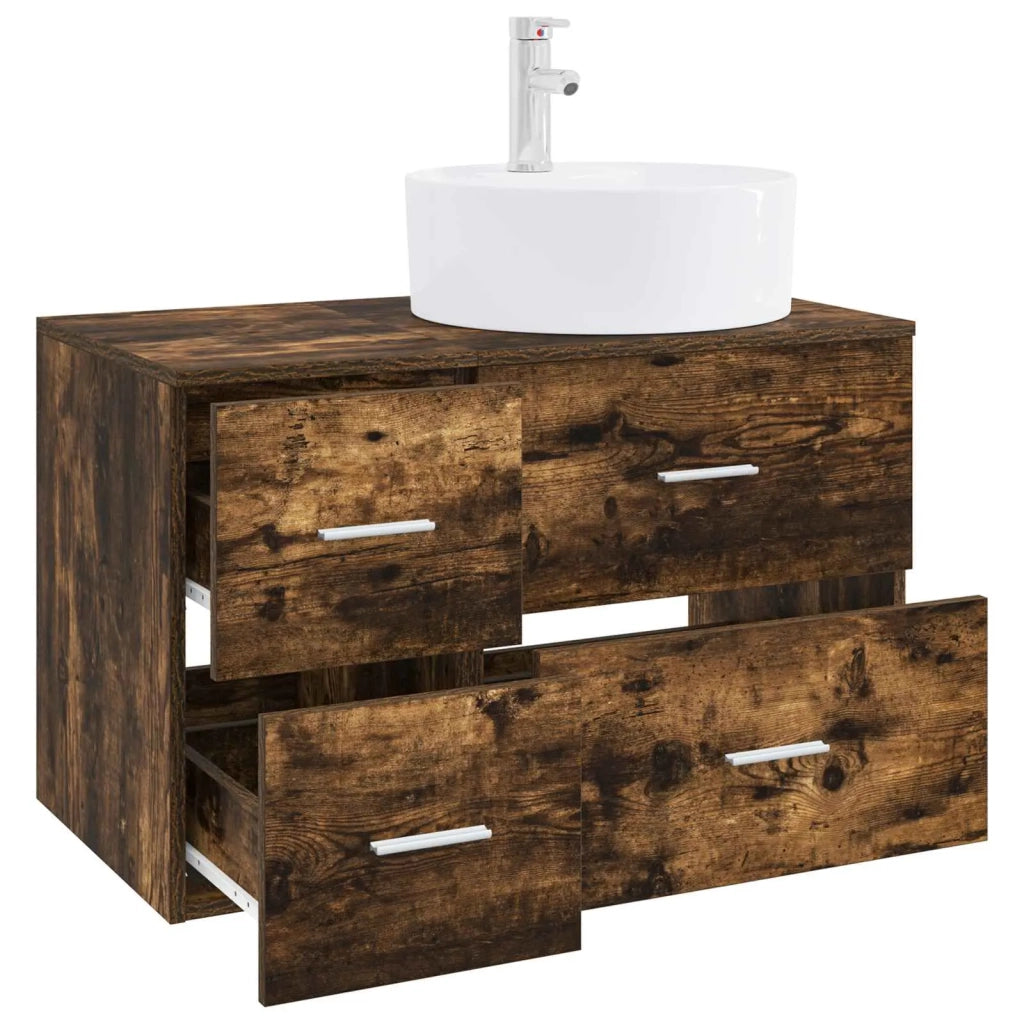 Set di mobili per il bagno 2 pz Rovere Fumo 3403988
