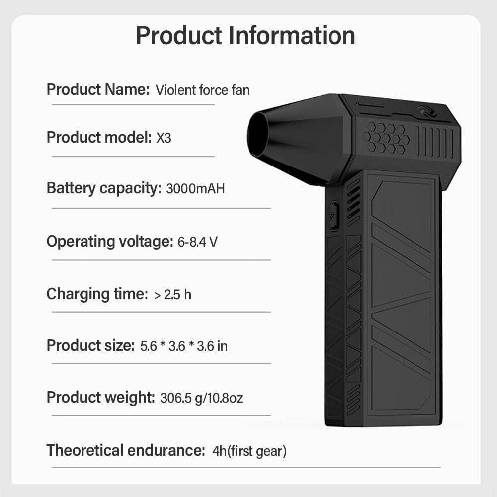 Trade Shop - Mini Ventilatore Portatile A Batterie Ricaricabile Potente Super Getto Di Aria -