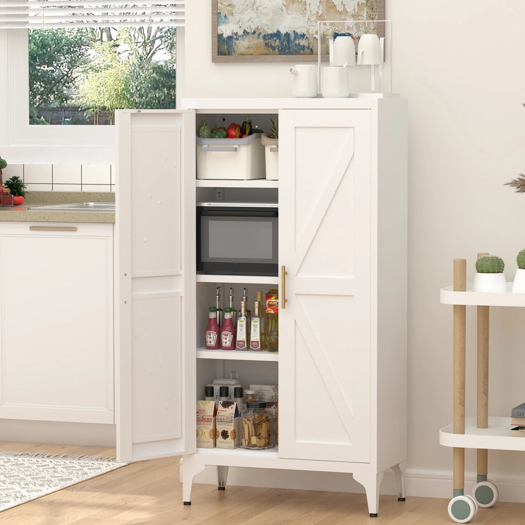 ARMADIO PORTAOGGETTI A 2 ANTE 117x37x15,5 cm Metallo Bianco