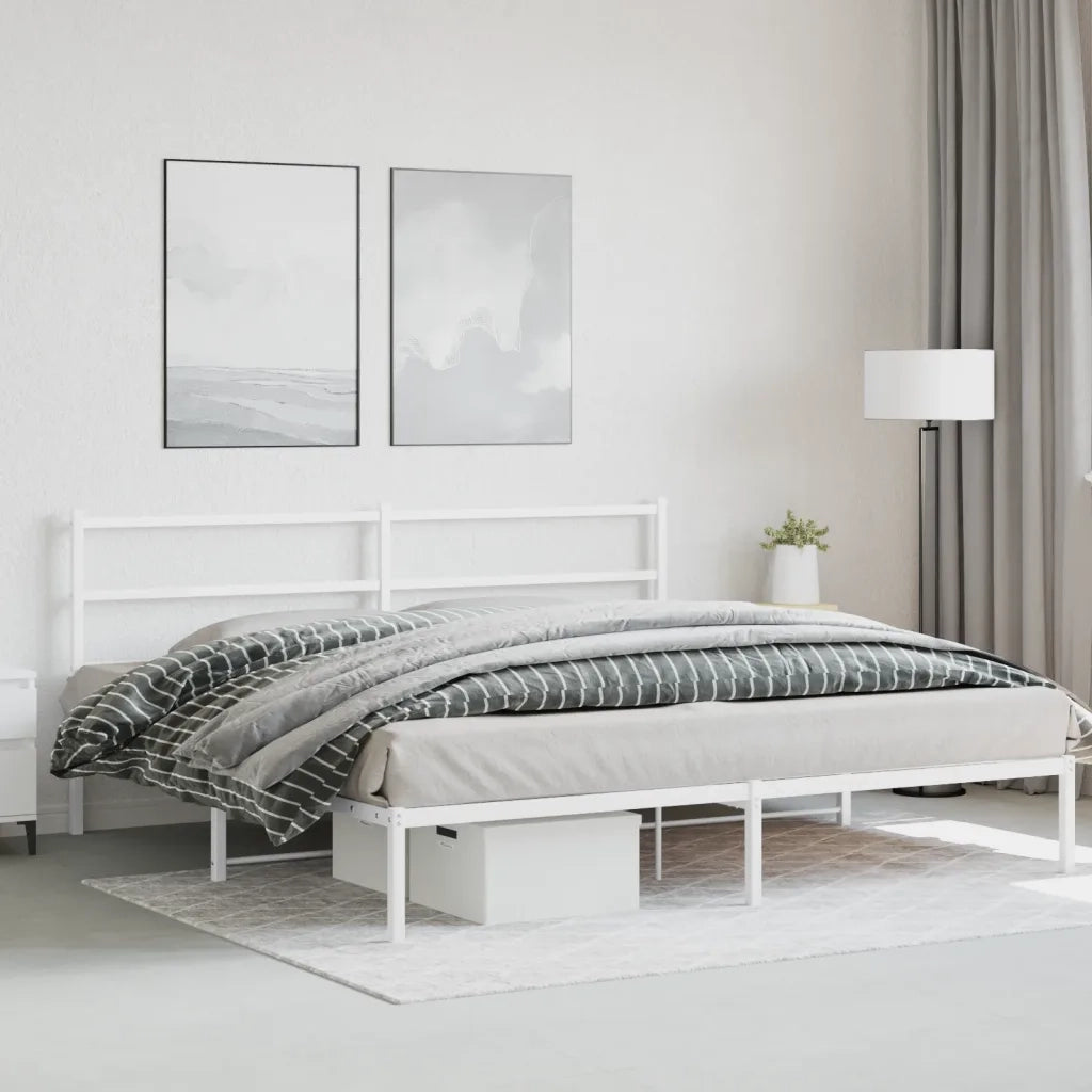 Giroletto con Testiera Metallo Bianco 183x213 cm 355419