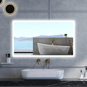 Specchio da bagno Rettangolare con 100x60cm,3 colori,Memoria, Antifog,Regorabile,Retroilluminato,doppio interruttore,