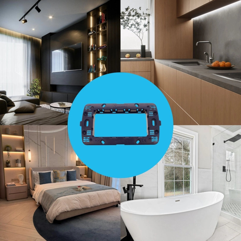 Supporto Telaio 4 Moduli Per Scatola 504 MBL 4M Blu Compatibile Bticino Living BLN0204