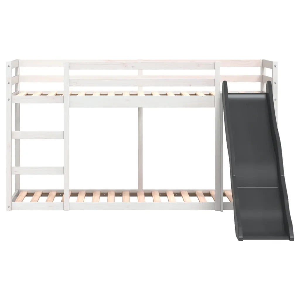 vidaXL Letto a Castello Scivolo e Scala Bianco 90x200 cm Legno di Pino