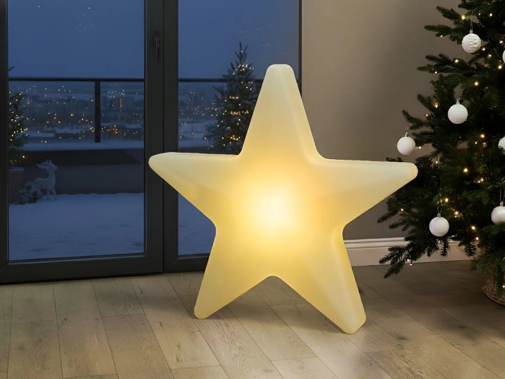 Lampada da terra decorativa a LED per esterni Design RGB Illuminazione Look moderno Materiale sintetico Forma a stella IP54 Bianco