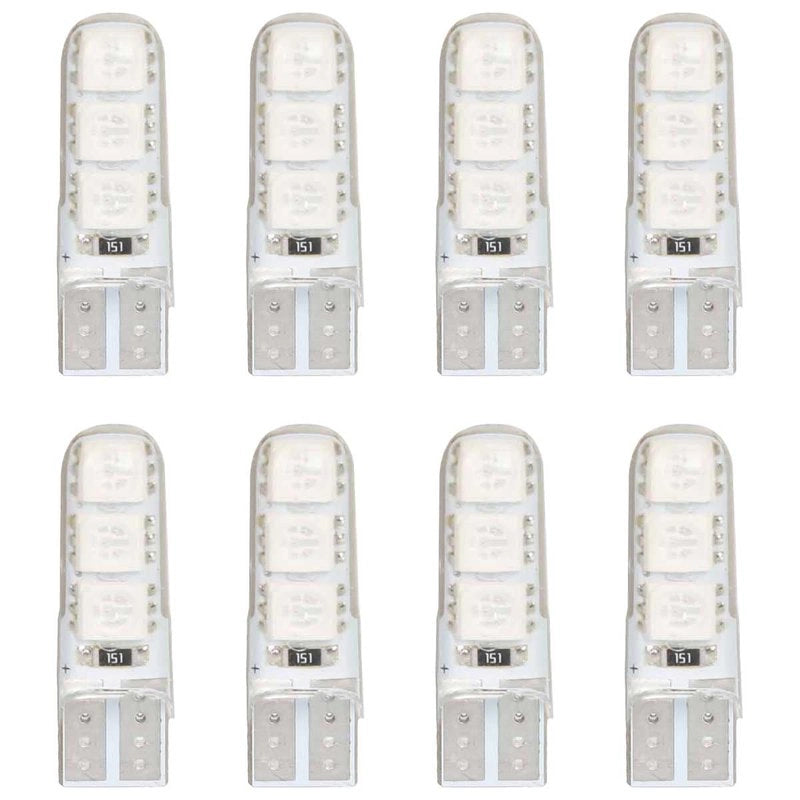 8 Pezzi Lampada Led T10 W5W  6 SMD 5050 12V 0.8W 60lm Colore Rosso 34mm
