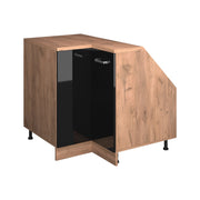 Mobile cucina angolare per sottotetto R-Line Nero lucido/Rovere dorato 75.6 cm con 1 porta, carcassa dell’armadio profondità 60 cm Vicco