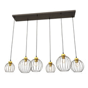 Lampada a sospensione Nando in acciaio nero e oro