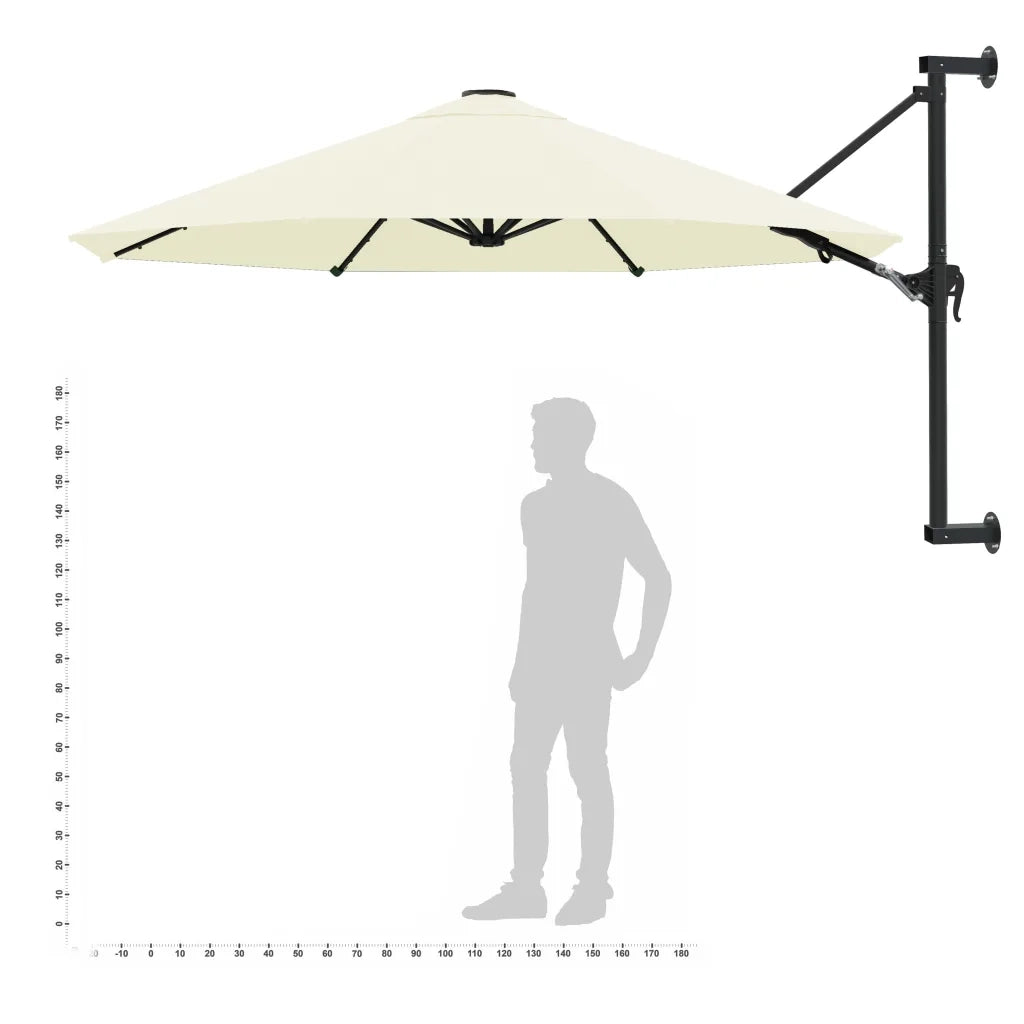 Ombrellone a Muro con Palo in Metallo-Ombrello da giardino 300 cm Sabbia
