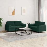Set di Divani 2 pz con Cuscini Verde Scuro in Vellutocod mxl 130675