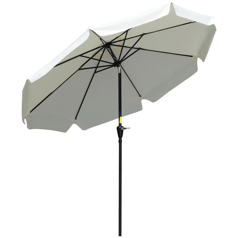 OMBRELLONE ROTONDO INCLINABILE CON MANOVELLA IN ALLUMINIO METALLO E POLIESTERE Ø 266X248.5 CM BIANCO CREMA