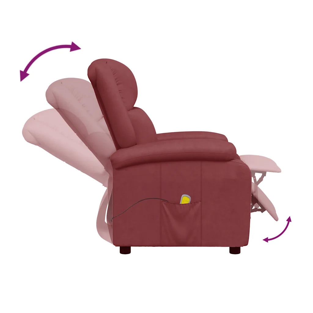 Divano Sedia-Poltrona Massaggiante Rosso Vino in Similpelle 865701