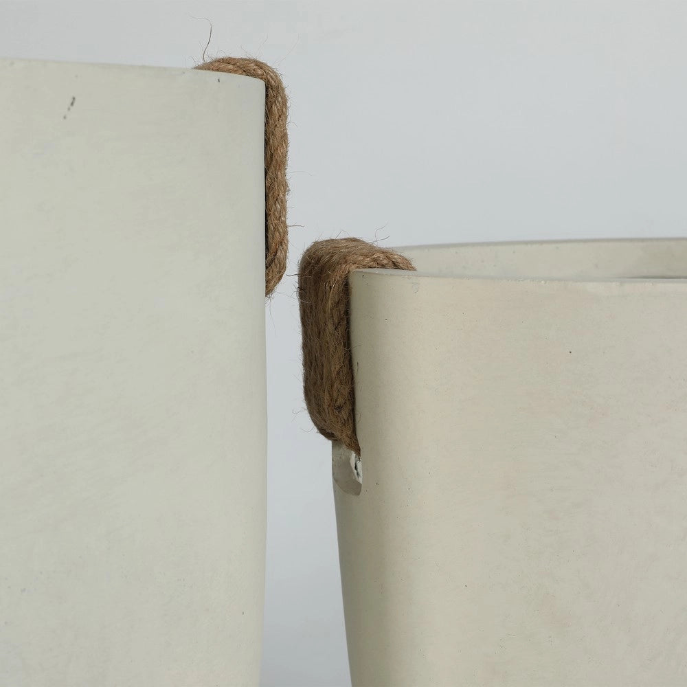 Set 2 Vasi da Giardino in Cemento ¨C Xylo ¨C Beige, 37x33 cm e 46x40 cm