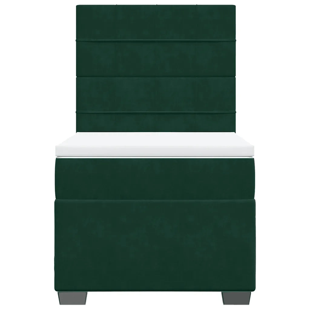 Giroletto a Molle con Materasso Verde Scuro 90x200 cm Velluto