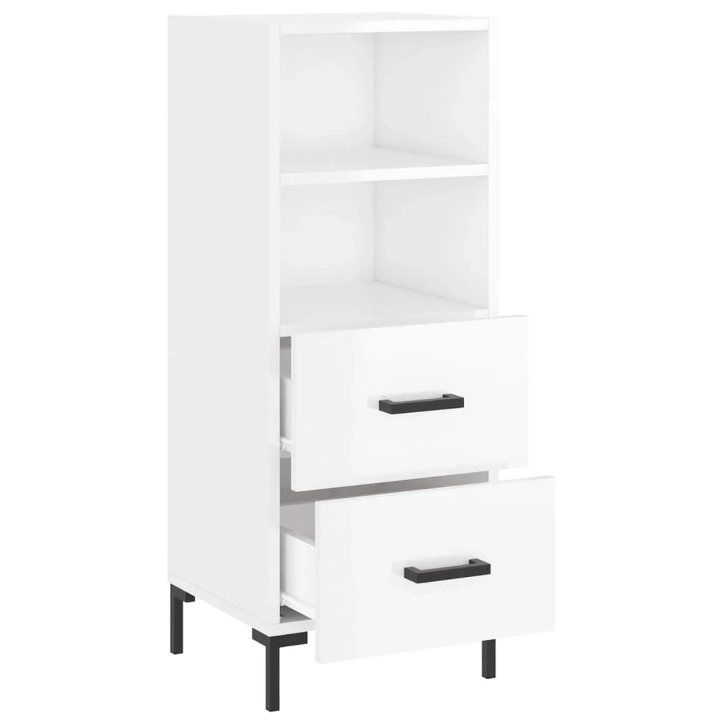 Buffet credenza cassettiera mobiletto mobile contenitore organizer per cucina soggiorno finitura lucida 34,5 x 34 x 90 cm legno ingegnerizzato bianco 02_0030595