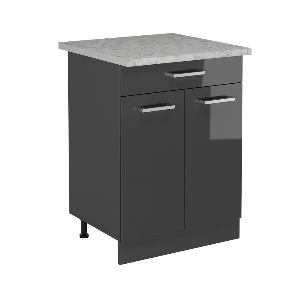 Mobiletto base per cucina R-Line Antracite lucido/Antracite 60 cm PL Marmo Vicco