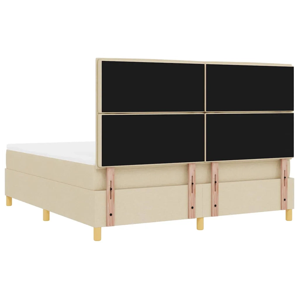 Letto a molle con materasso Crema 180 x 200 cm Tessuto 3339565