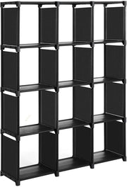 Libreria a cubo portaoggetti con 12 armadietti armadio modulare ripiano portaoggetti in soggiorno in camera da letto bagno 105 x 30 x 140 cm mazzuolo in gomma in dotazione nero 12_0000483