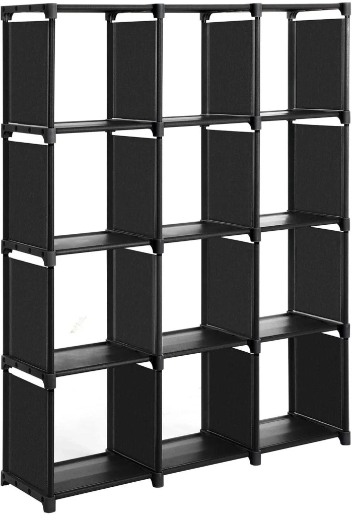 Libreria a cubo portaoggetti con 12 armadietti armadio modulare ripiano portaoggetti in soggiorno in camera da letto bagno 105 x 30 x 140 cm mazzuolo in gomma in dotazione nero 12_0000483