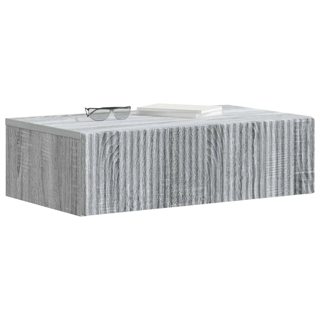 Tavolino da Parete Laterale Grigio Sonoma 59 x 34,5 x 17 cm
