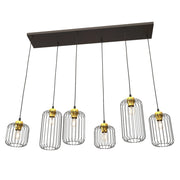 Lampada a sospensione industriale VANDER nero oro 6xE27