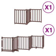 Cancelletto di sicurezza per animali domestici porta pieghevole 9 pannelli legno di pioppo marrone 02_0023277