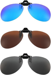Tre paia di occhiali da sole senza montatura - clip per occhiali da sole polarizzati - clip per occhiali da sole pieghevoli - Nero Grigio - Unico dimensione.