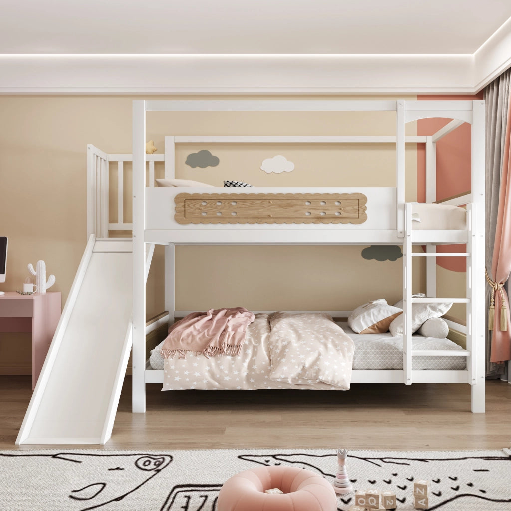 Letto a castello funzione scivolo legno 90x200 cm