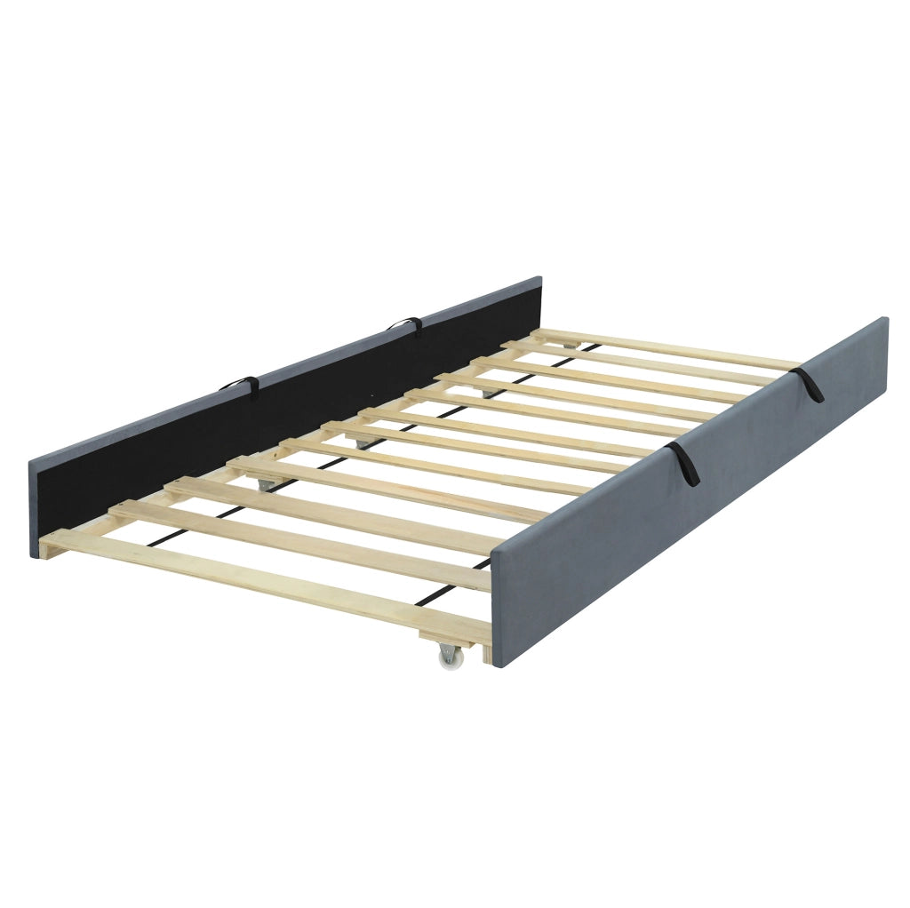 Letto imbottito 90x190 cm con letto estraibile in velluto grigio
