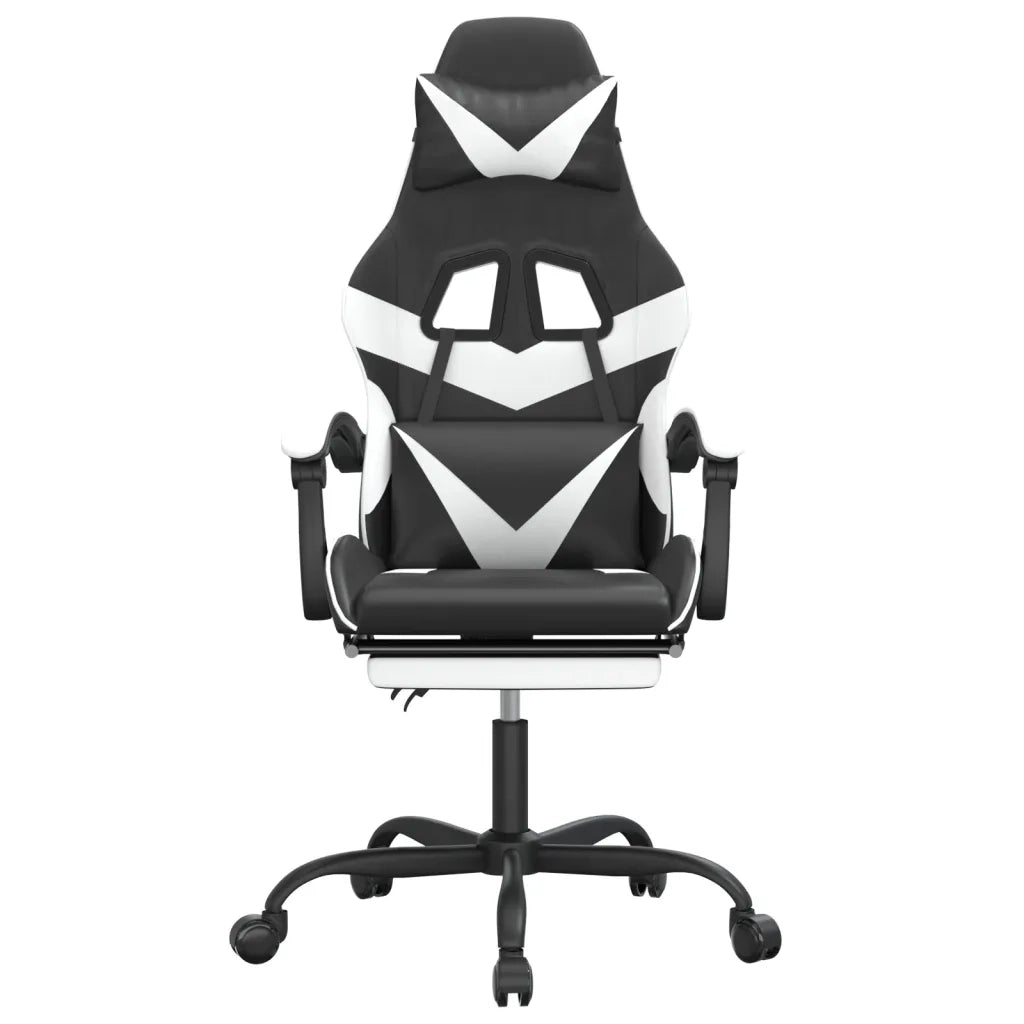 vidaXL Sedia da Gaming Girevole Poggiapiedi Nero e Bianco Similpelle