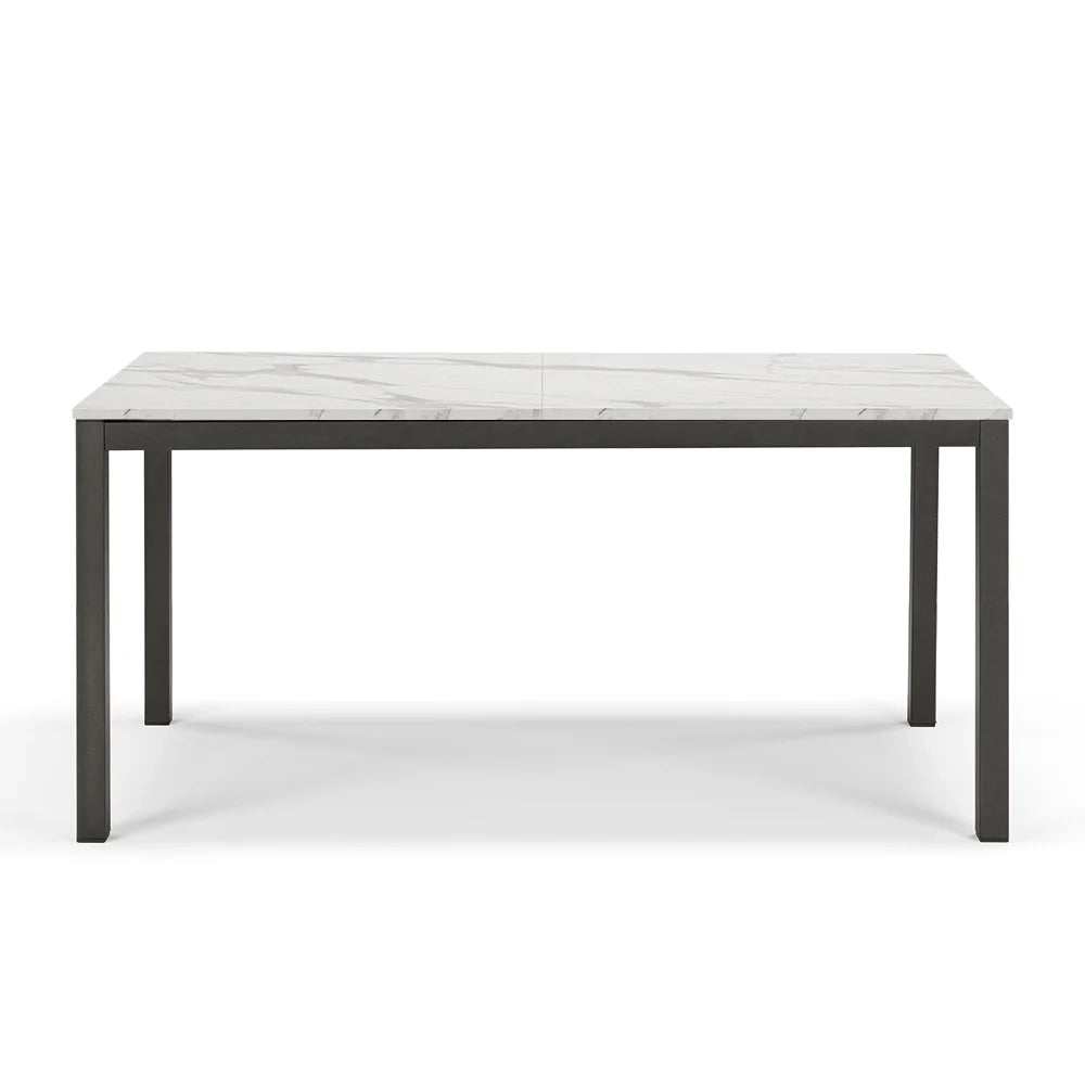 Tavolo da pranzo allungabile Marmo di Carrara 160x85 modello GIOTTO MADE IN ITALY con 2 allunghe laterali da 40 cm per sala da pranzo, cucina e soggiorno, design moderno
