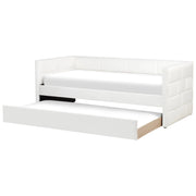 Letto a scomparsa con rete a doghe in velluto 90 x 200 cm glamour bianco panna