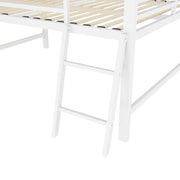 Letto a soppalco matrimoniale 140×200 cm con scala; scrivania pieghevole; LED e barriere; senza materasso