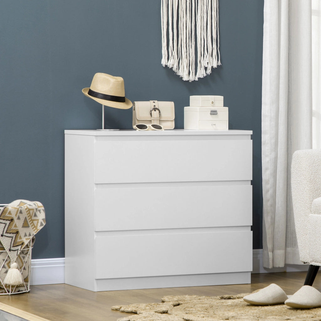 Cassettiera 3 Cassetti ¨C Zephmum ¨C Bianco Legno 80x39x73 cm