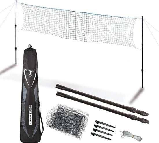 Set di rete per badminton regolabile in altezza telescopica - 125-155 m altezza, 610 m larghezza in borsa
