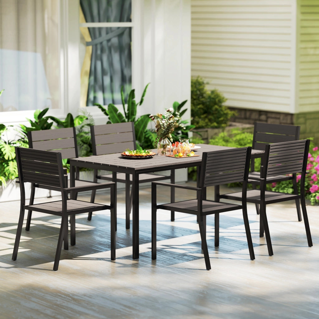 Tavolo da pranzo allungabile con 6 sedie ¨C zephmum ¨C Legno effetto noce scuro