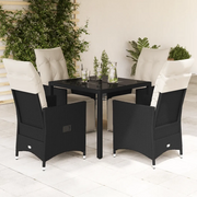 Set da Pranzo da Giardino 5 pz Nero con Cuscini in Polyrattan 3276864