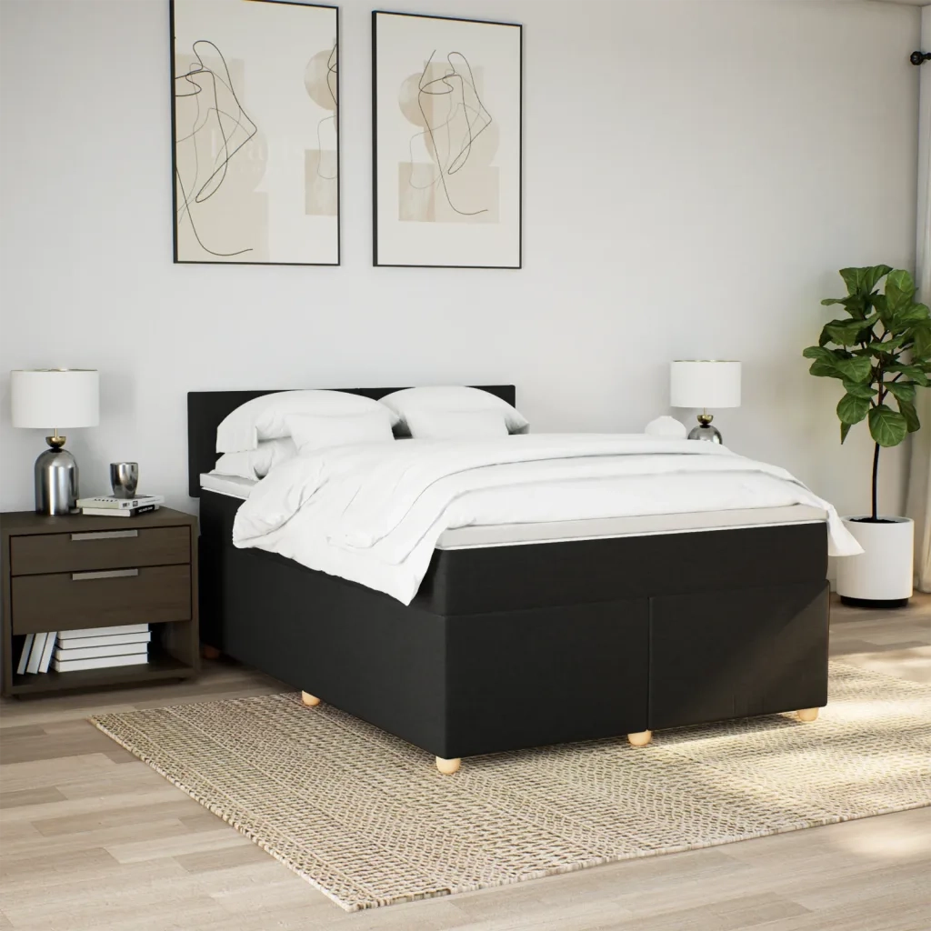 Giroletto a Molle con Materasso Nero 160x200 cm in Tessuto 3289026