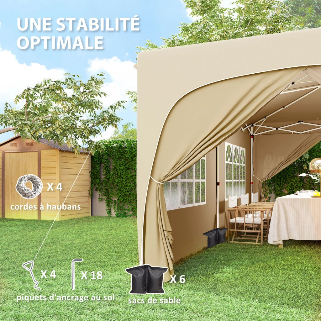Tonnelle pliante 3x6m ¨C zephmum ¨C Sable, UPF50+, con sacco e sacchetti di sabbia
